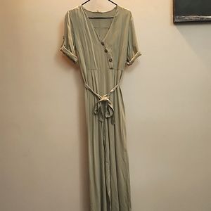 Rebellion, Medium, Light Sage Casual Jumpsuite